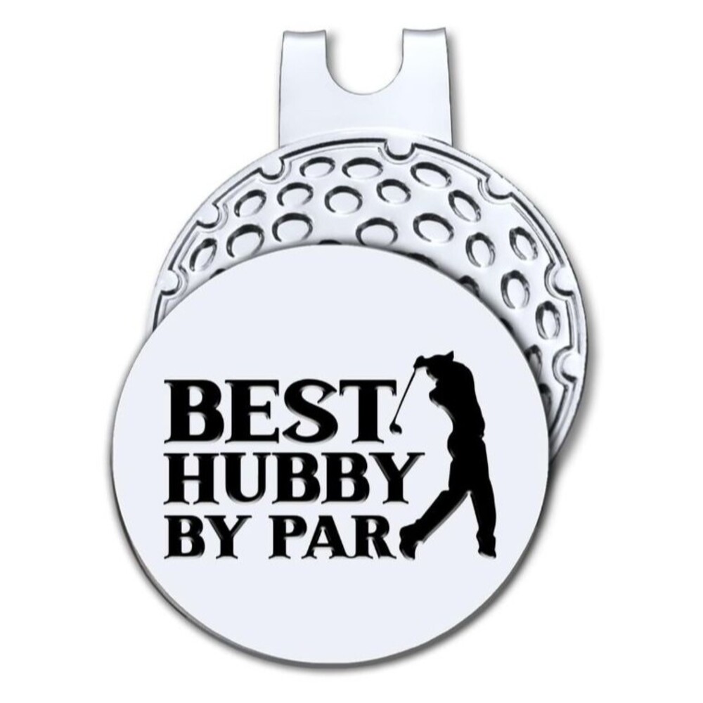 Golf Ball Marker + Magnetic Hat Clip Best Hubby By Par Funny Gift for Golfer Men